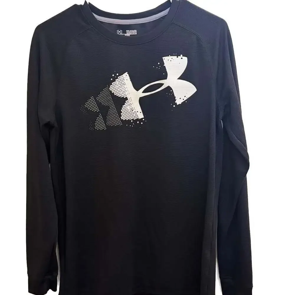 Under Armour Shirt Youth Size‎ XL Black Logo Longsleeve Graphic Tee